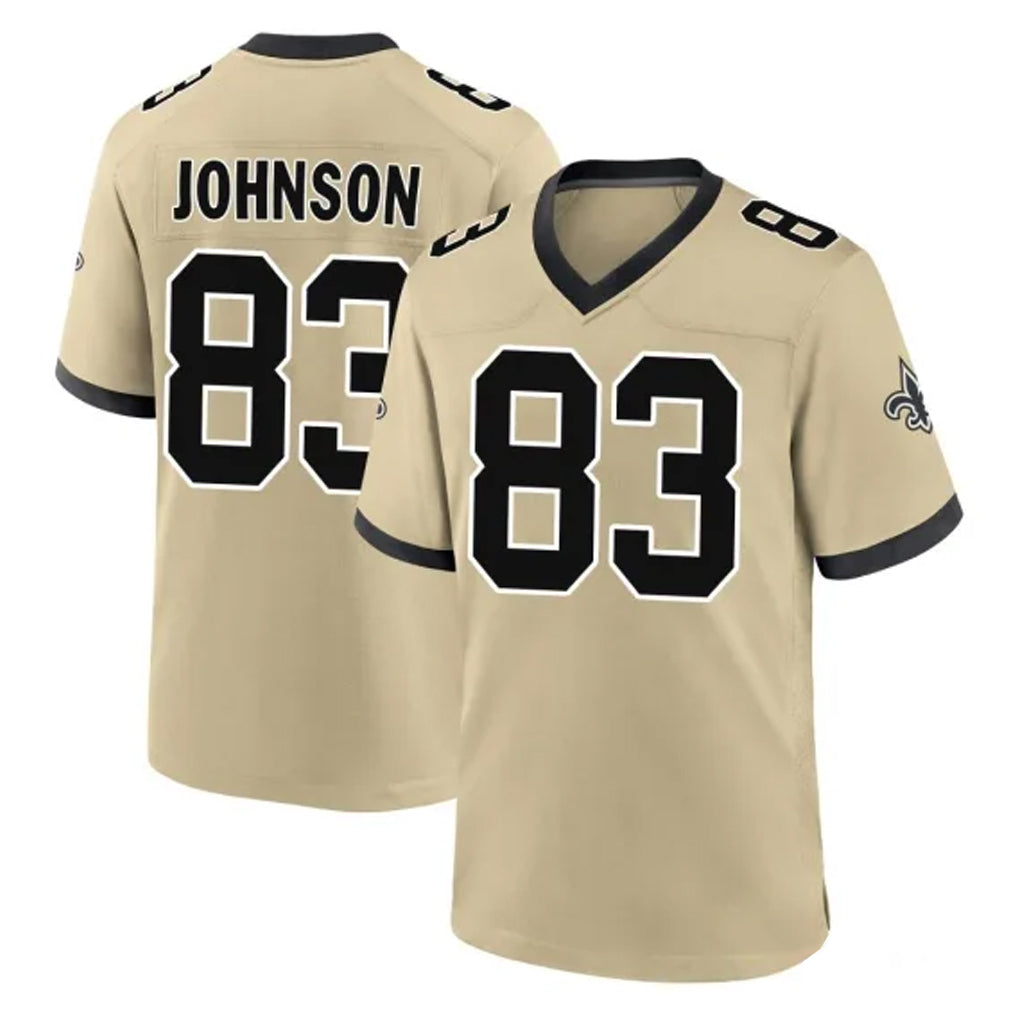 NO.Saints #83 Juwan Johnson Player Gold Home Game Edoa Stitched Jerseys
