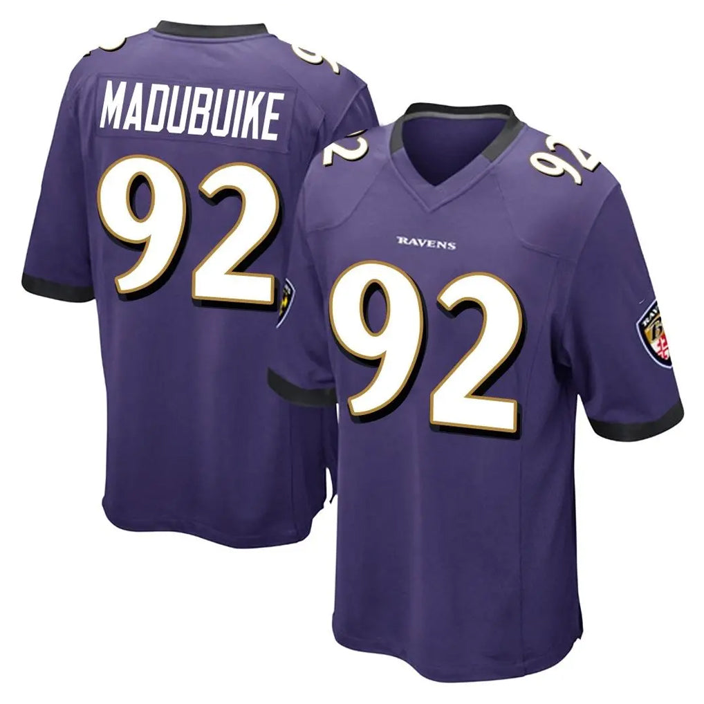 B.Ravens #92 Nnamdi Madubuike Player Purple Color Rush Home Game Edoa Stitched Jerseys