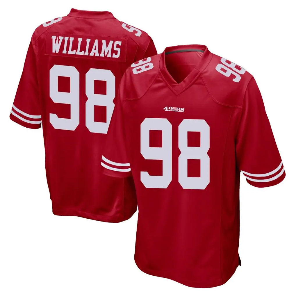 SF.49ers #98 Mykel Williams Player Red Home Game Edoa Stitched Jerseys