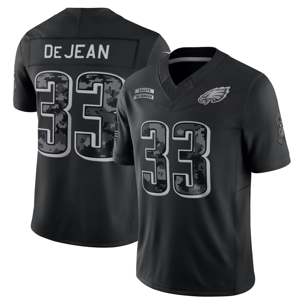 P.Eagles #33 Cooper DeJean Player Black Limited 2026 Salute to Service Home Game Edoa Stitched Jerseys