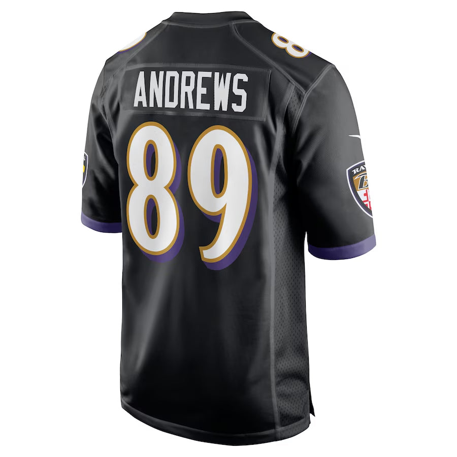 B.Ravens #89 Mark Andrews Player Black Alternate Home Game Edoa Stitched Jerseys