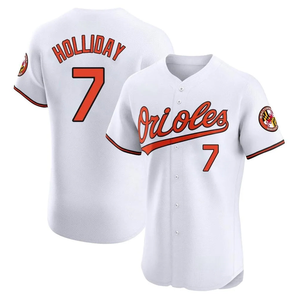 B.Orioles #7 Jackson Holliday Player White Limited Elite Home Game Edoa Stitched Jerseys