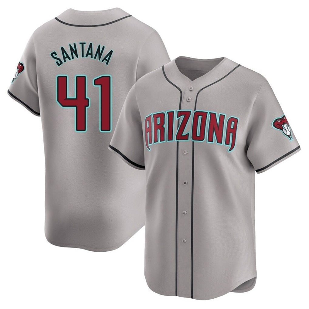 A.Diamondbacks #41 Carlos Santana Player Gray Road Limited Home Game Edoa Stitched Jerseys