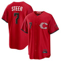 C.Reds #7 Spencer Steer Player Red 2026 City Connect Home Game Edoa Stitched Jerseys