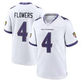 B.Ravens #4 Zay Flowers Player White Home Game Edoa Stitched Jerseys