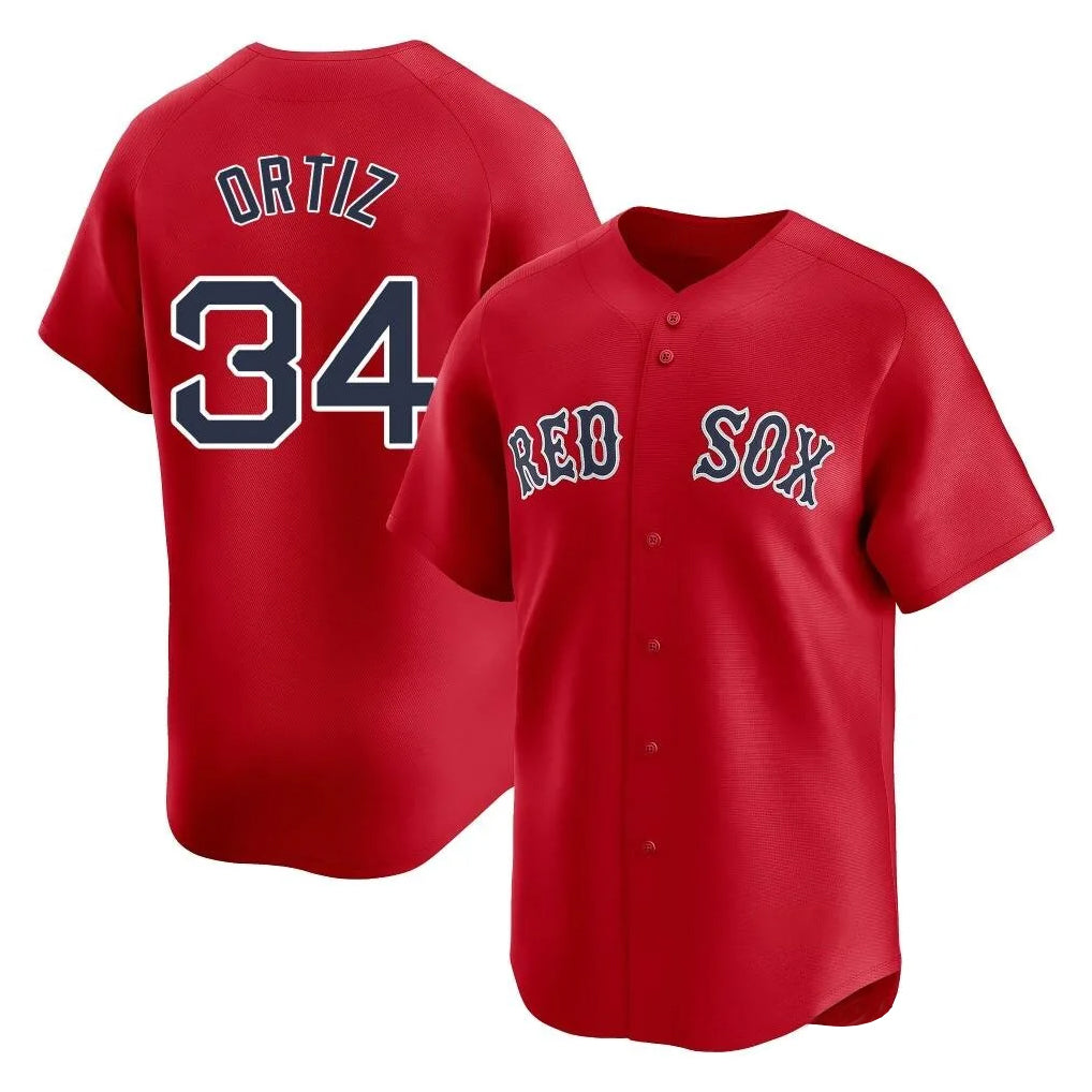 B.Red Sox #34 David Ortiz Player Red Limited Home Game Edoa Stitched Jerseys