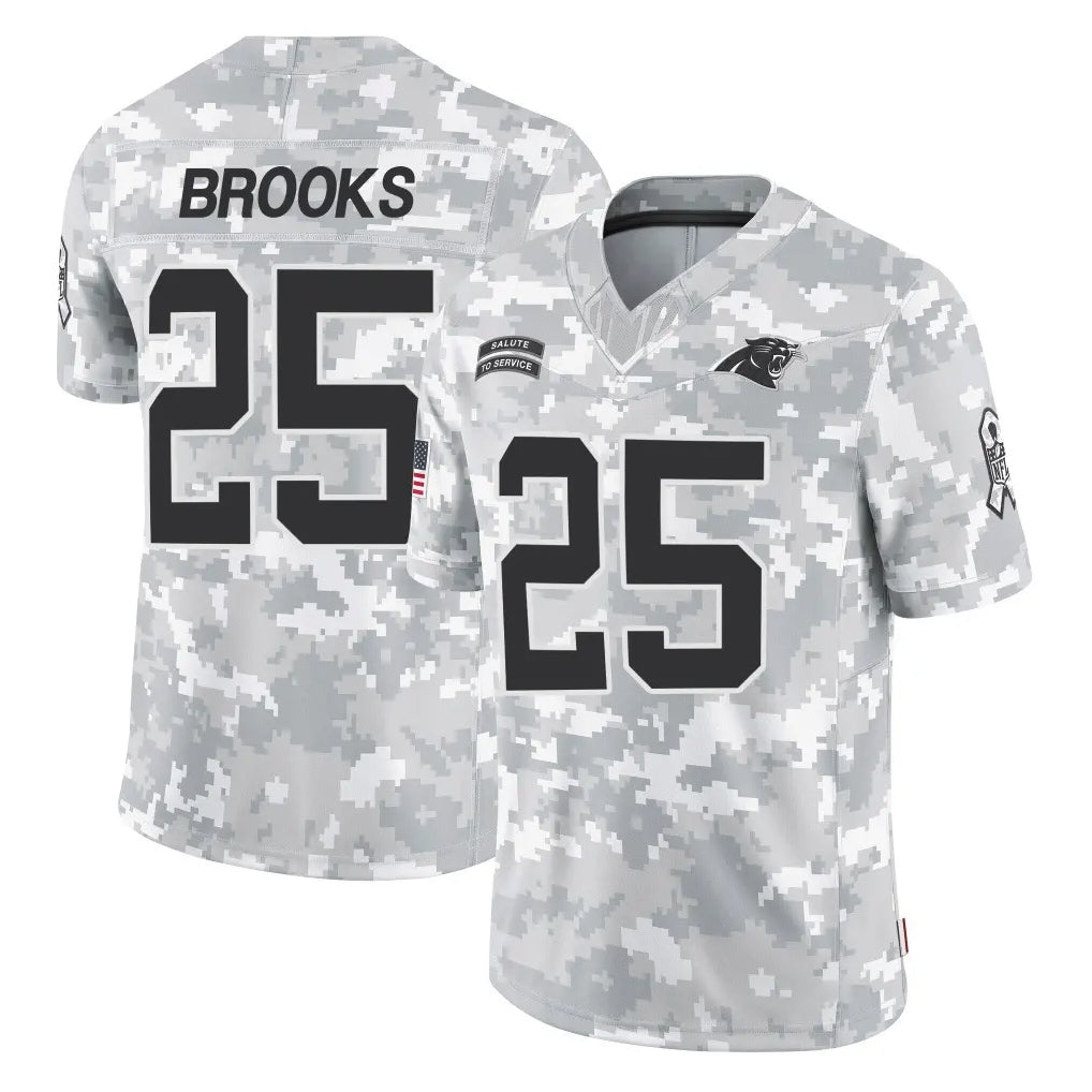 C.Panthers #25 Jonathon Brooks Player Arctic Camo Salute to Service Limited Game Edoa Stitched Jerseys