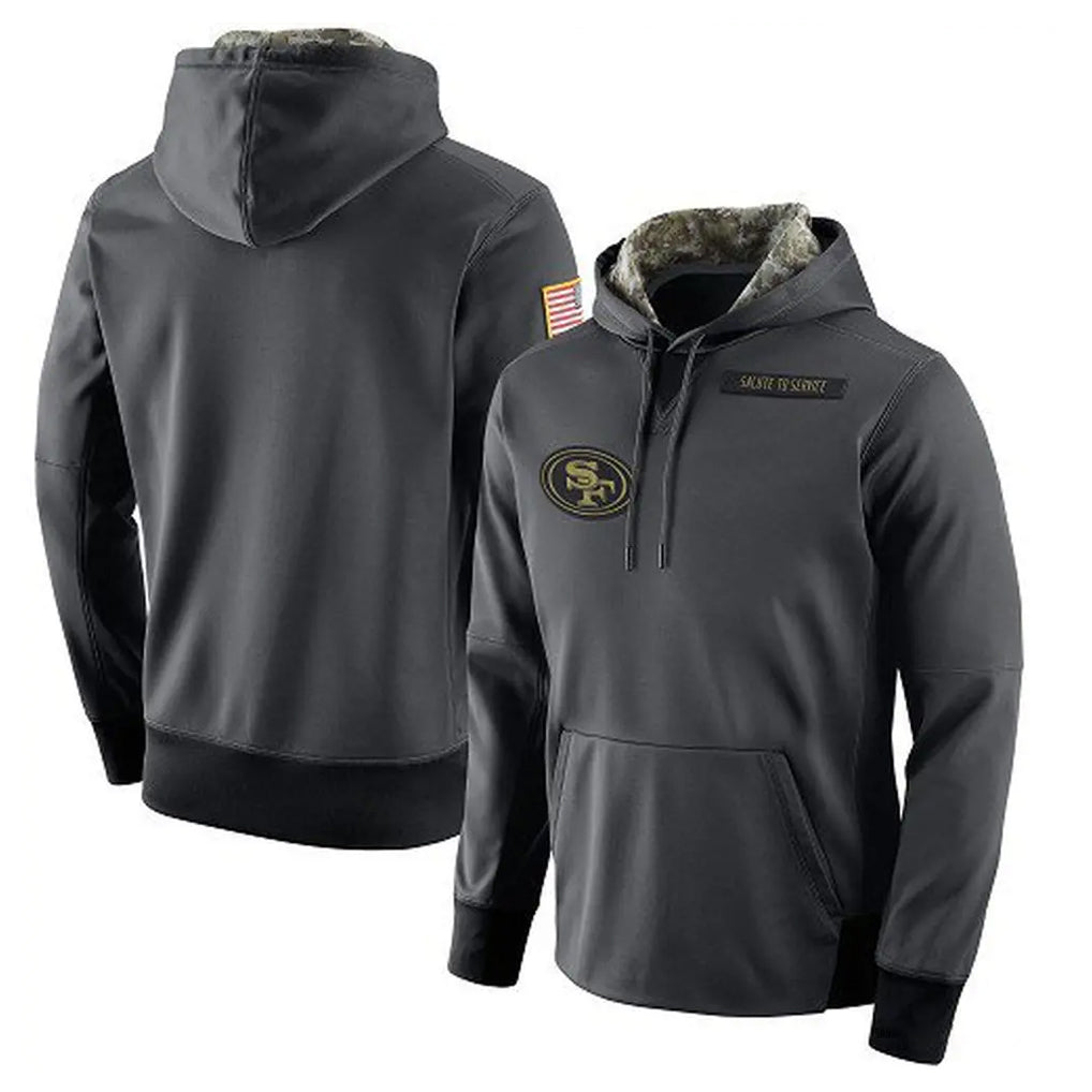 SF.49ers ## 49ers Blank Player Anthracite Pullover Hoodies Home Game Edoa Stitched Jerseys