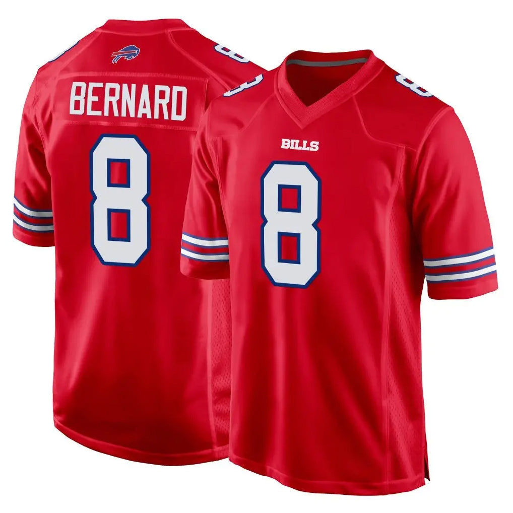 B.Bills #8 Terrel Bernard Player Red Home Game Edoa Stitched Jerseys