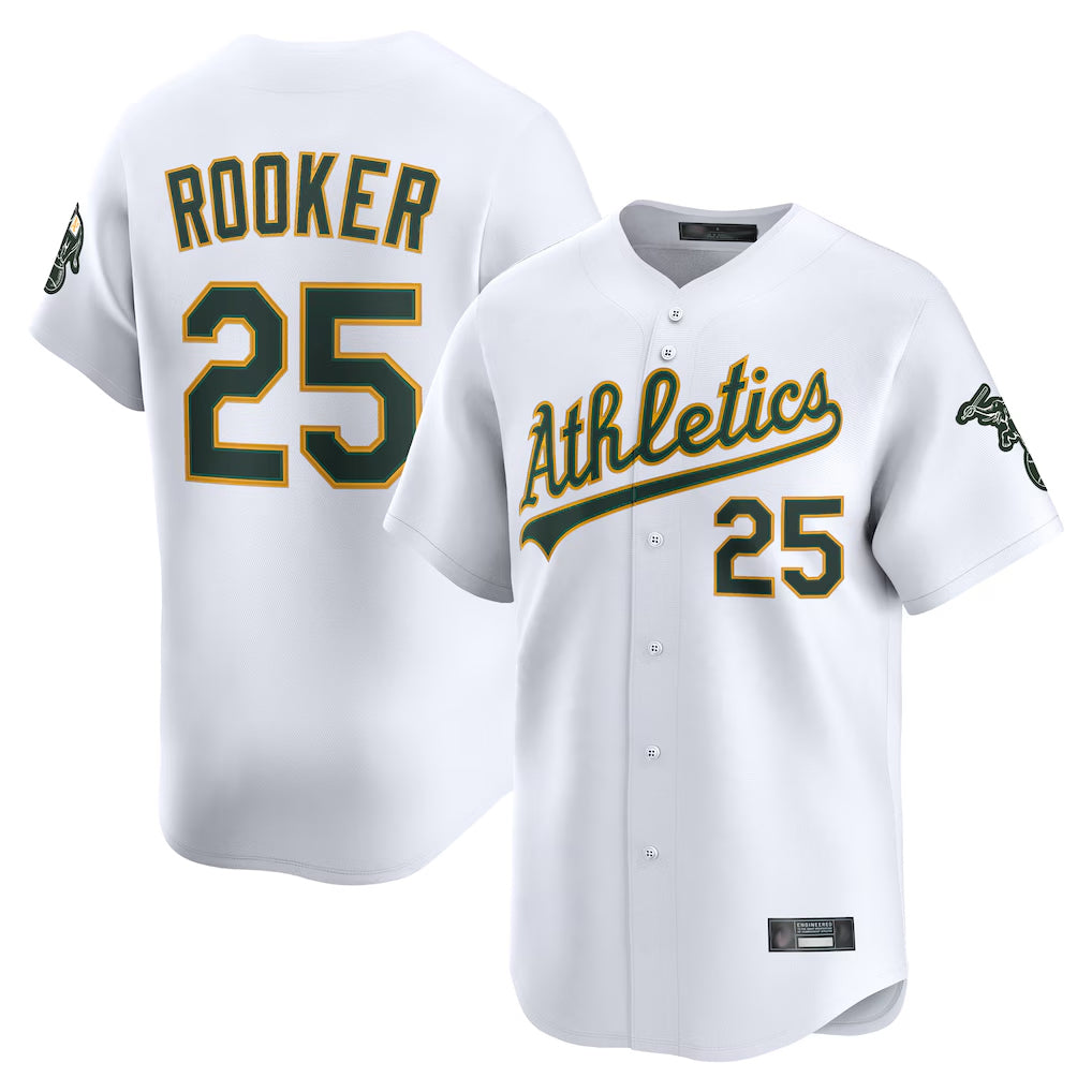 Athletics #25 Brent Rooker Player White Limited Home Game Edoa Stitched Jerseys