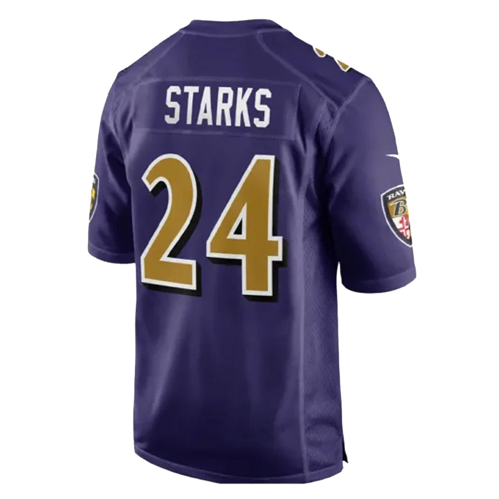 B.Ravens #24 Malaki Starks Player Purple Color Rush Game Home Edoa Stitched Jerseys