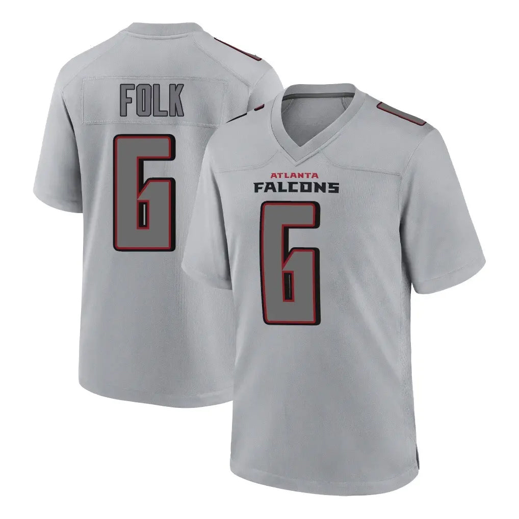 A.Falcons #6 Nick Folk Player Gray Fashion Home Game Edoa Stitched Jerseys