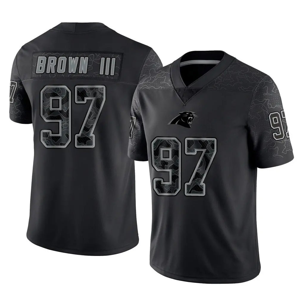 C.Panthers #97 Bobby Brown III Player Black Limited Reflective Game Edoa Stitched Jerseys