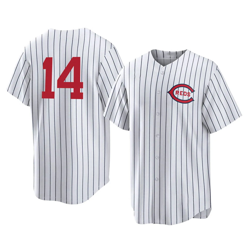 C.Reds #14 Pete Rose Player White Stripe Field of Dreams Game Home Edoa Stitched Jerseys