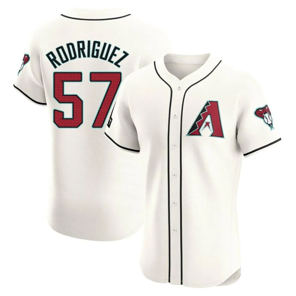 A.Diamondbacks #57 Eduardo Rodriguez Player Cream Limited Elite Home Game Edoa Stitched Jerseys