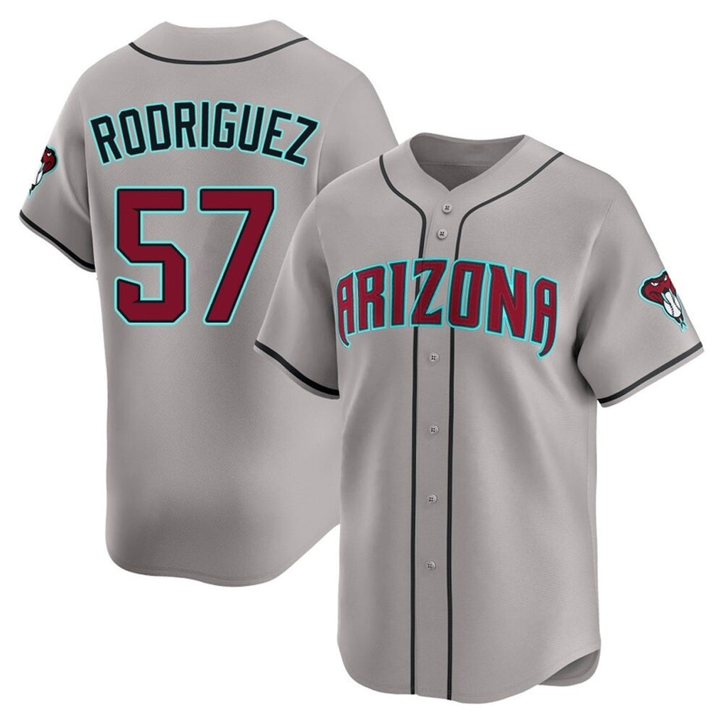 A.Diamondbacks #57 Eduardo Rodriguez Player Gray Road Limited Home Game Edoa Stitched Jerseys