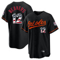 B.Orioles #12 Dylan Beavers Player Black USA 250 Fourth of July Home Game Edoa Stitched Jerseys