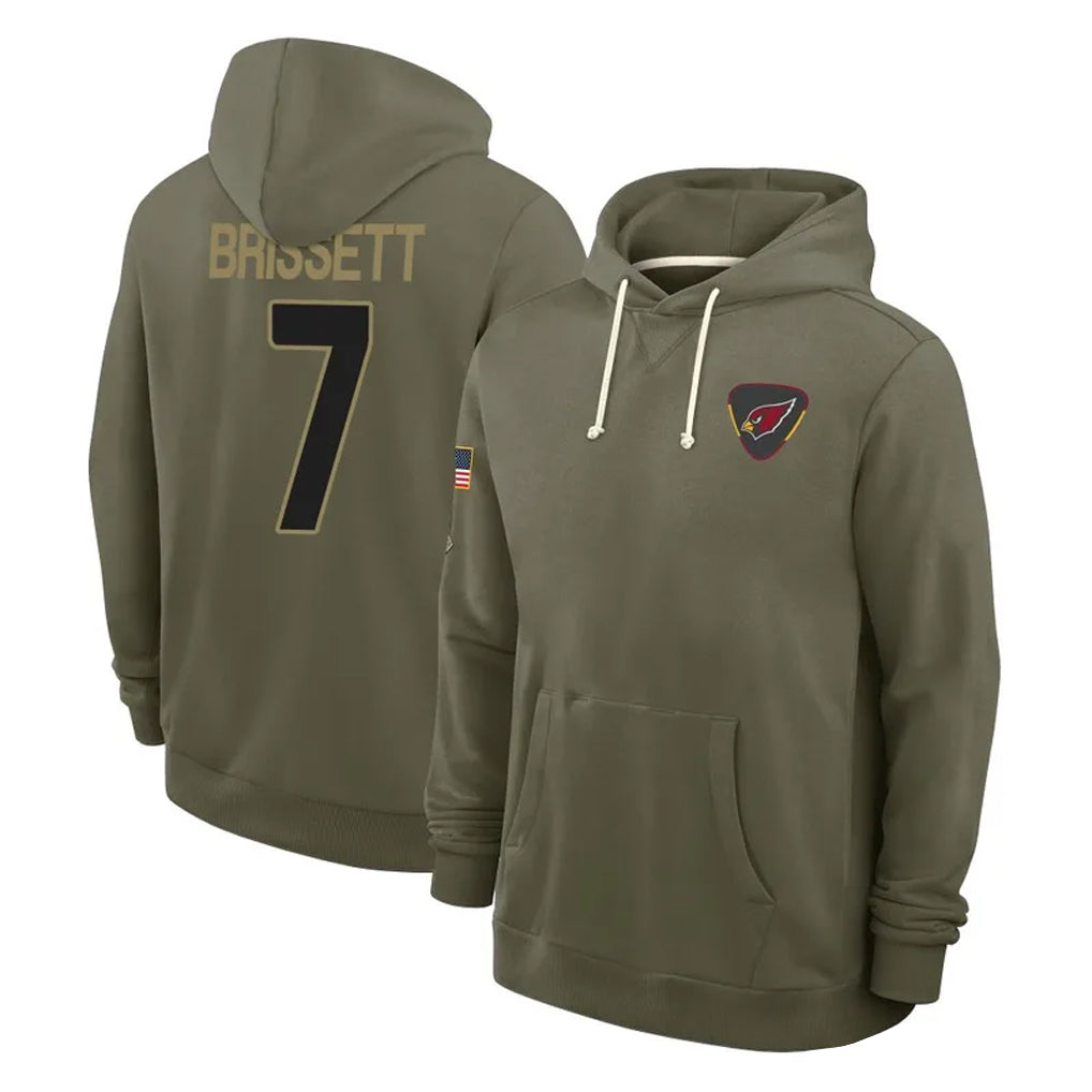 A.Cardinals #7 Jacoby Brissett Player Olive Salute to Service Pullover Hoodies Limited Edoa Stitched Jerseys