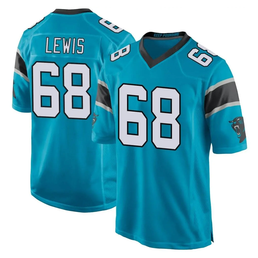 C.Panthers #68 Damien Lewis Player Blue Game Edoa Stitched Jerseys