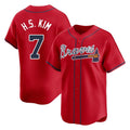 A.Braves #7 Ha-Seong Kim Player Red Limited Home Game Edoa Stitched Jerseys