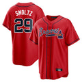 A.Braves #29 John Smoltz Player Red Home Game Edoa Stitched Jerseys
