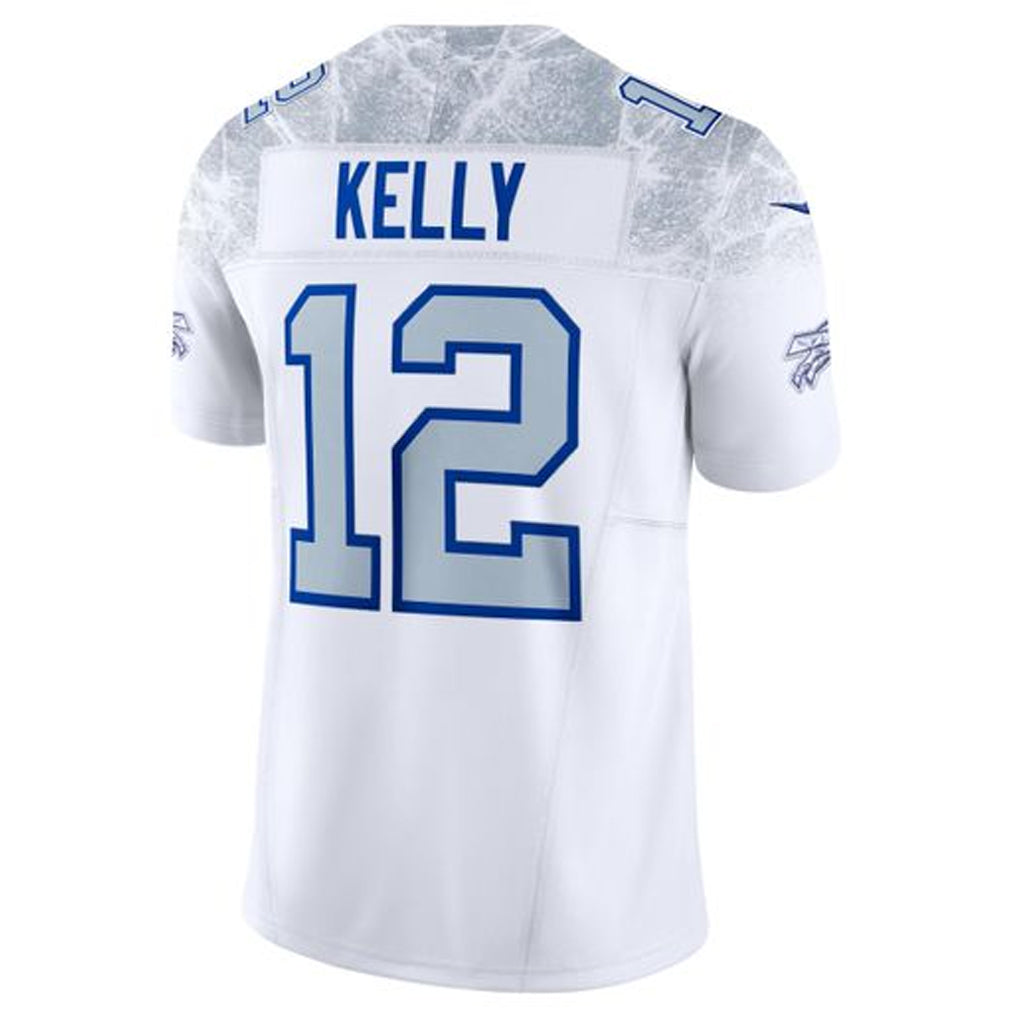 B.Bills #12 Jim Kelly Player White Rivalries Collection Limited Edoa Stitched Jerseys