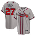 A.Braves #27 Austin Riley Player Gray Home Game Edoa Stitched Jerseys