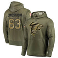 A.Falcons #63 Chris Lindstrom Player Olive Salute to Service Club Fleece Hoodie Edoa Stitched Jerseys