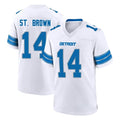 D.Lions #14 Amon-Ra St. Brown Player White Alternate Home Game Edoa Stitched Jerseys