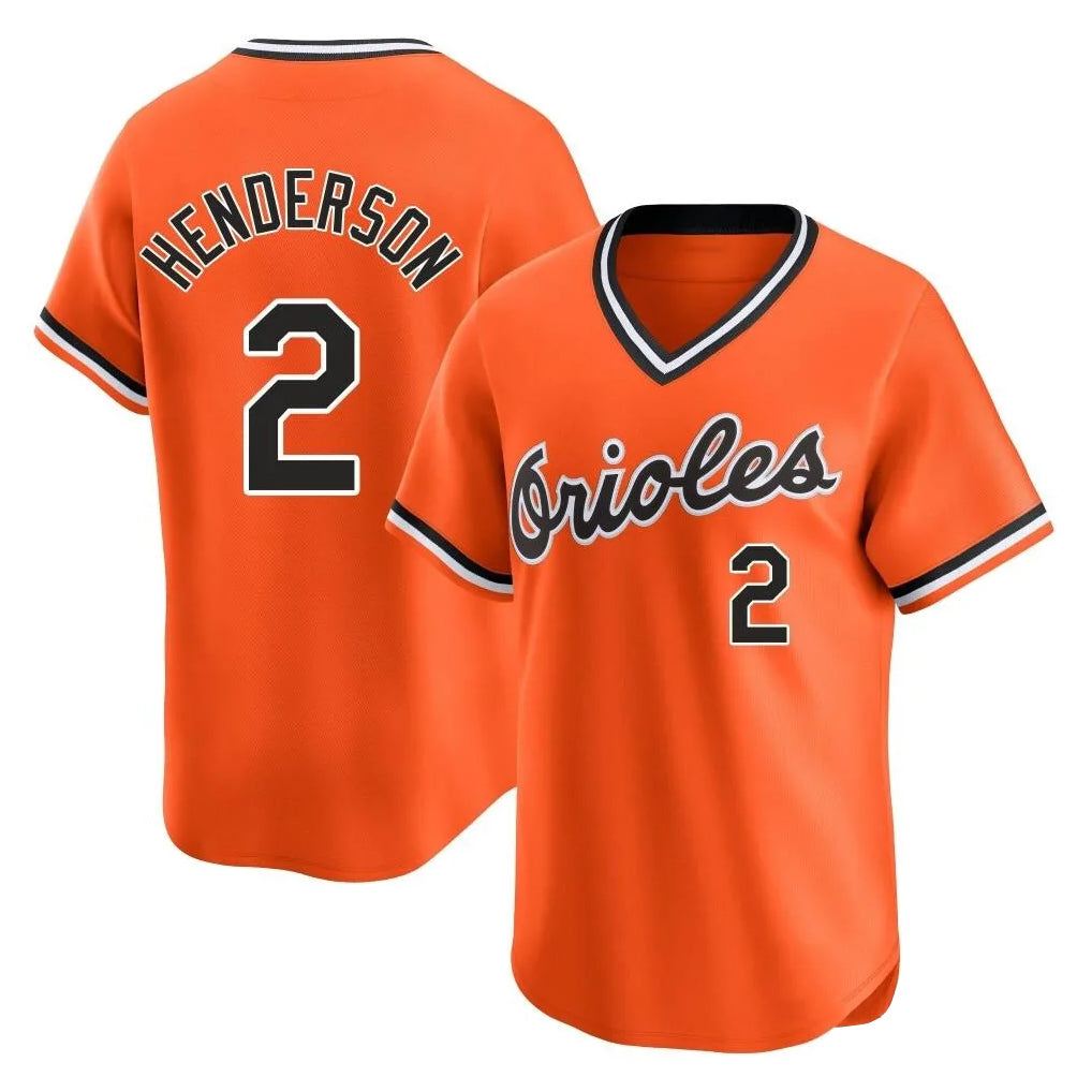 B.Orioles #2 Gunnar Henderson Player Orange T-shirt Limited Home Game Edoa Stitched Jerseys