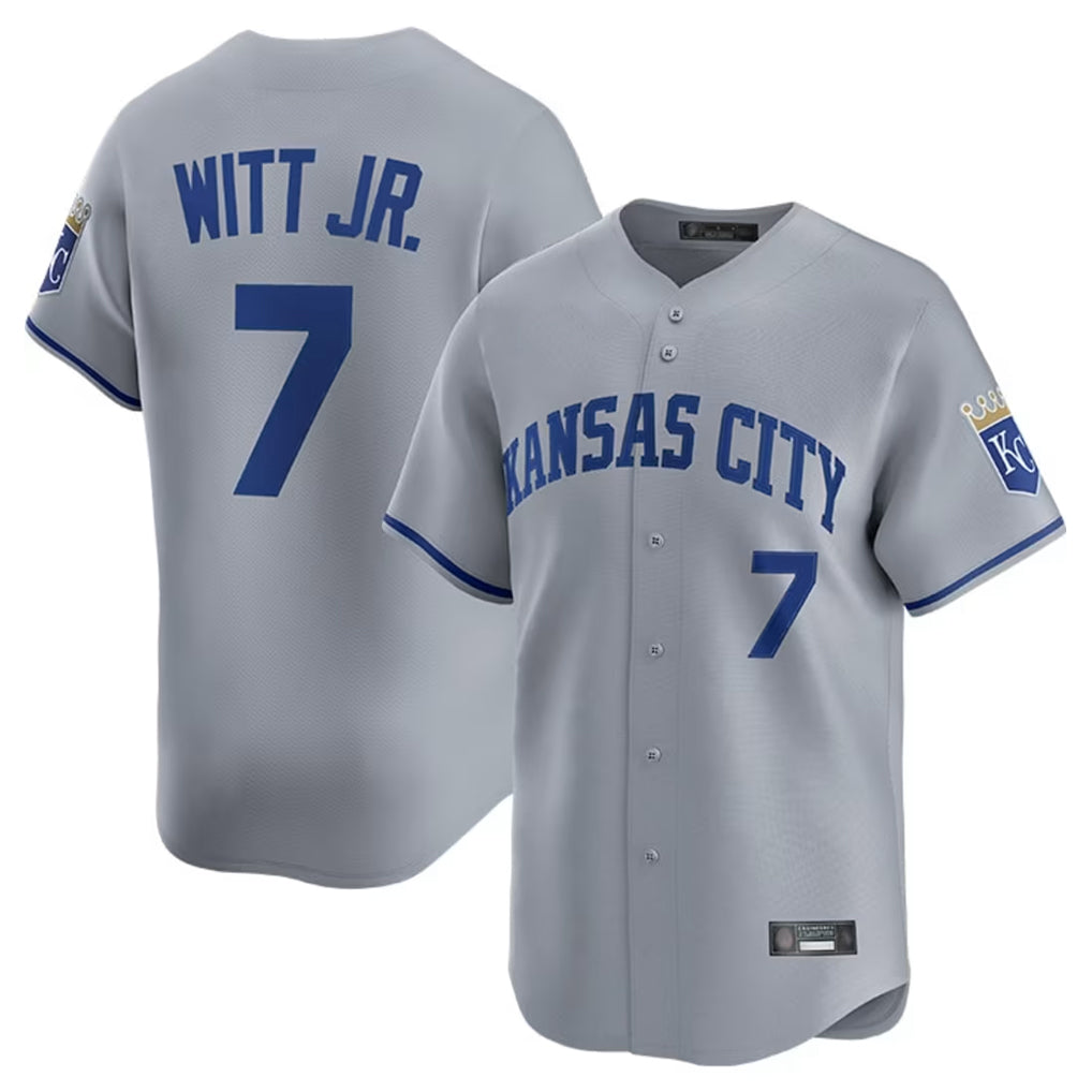 KC.Royals #7 Bobby Witt Jr. Player Gray Limited Home Edoa Stitched Jerseys