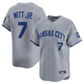 KC.Royals #7 Bobby Witt Jr. Player Gray Limited Home Edoa Stitched Jerseys