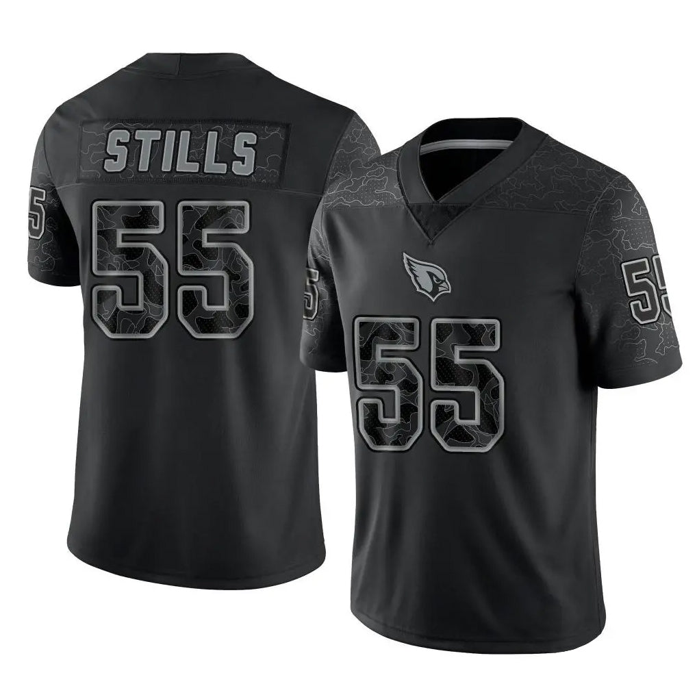 A.Cardinals #55 Dante Stills Player Black RFLCTV Limited Home Game Edoa Stitched Jerseys