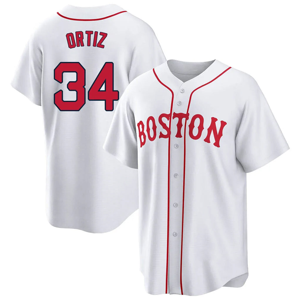 B.Red Sox #34 David Ortiz Player White Game Home Edoa Stitched Jerseys
