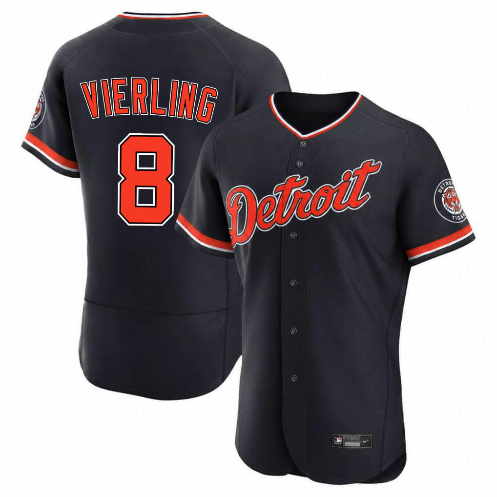 D.Tigers #8 Matt Vierling Player Navy Limited Elite Home Game Edoa Stitched Jerseys