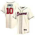 A.Braves #10 Chipper Jones Player Cream Home Game Edoa Stitched Jerseys
