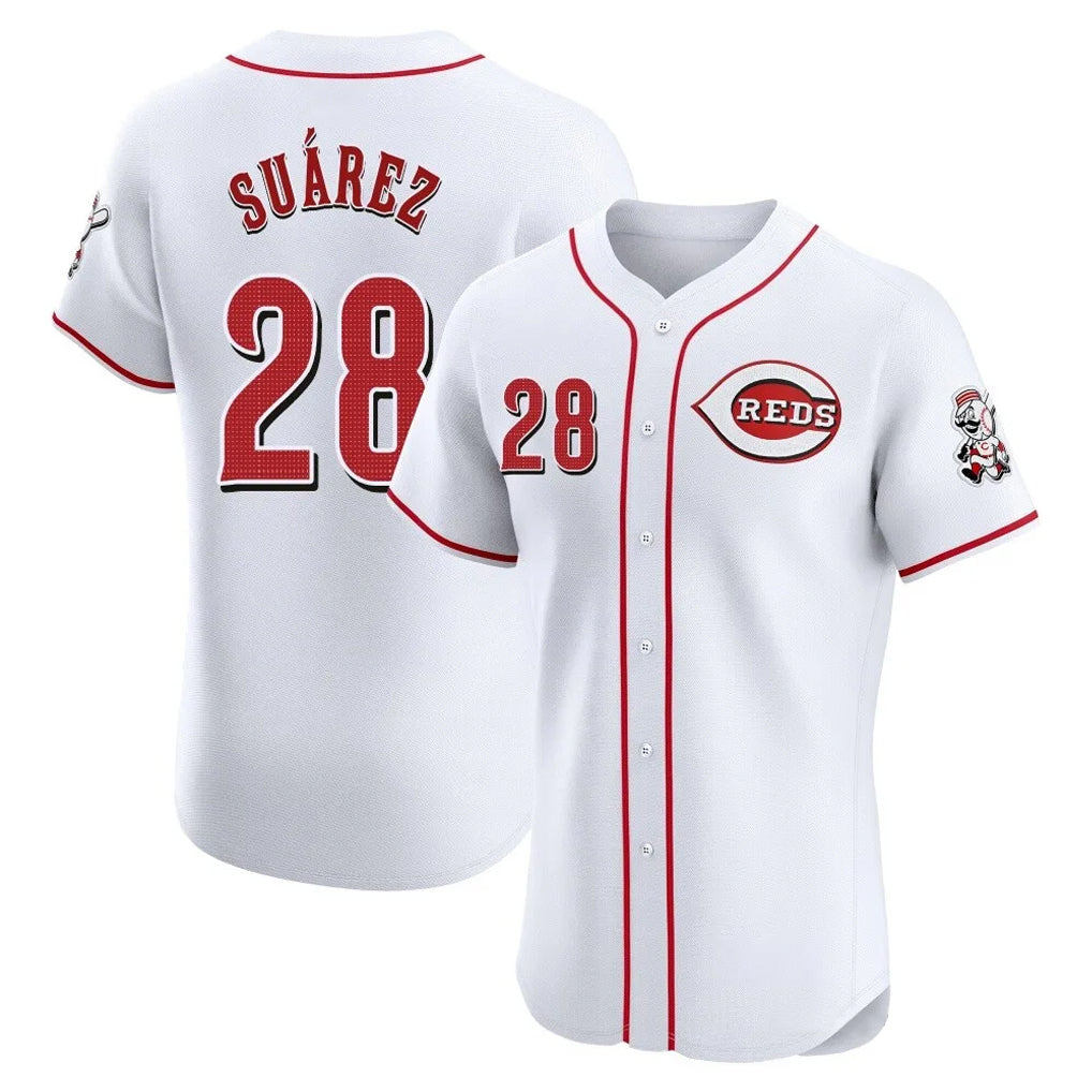 C.Reds #28 Eugenio Su¨¢rez Player White Limited Elite Home Edoa Stitched Jerseys