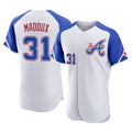 A.Braves #31 Greg Maddux Player White City Connect Limited Elite Home Game Edoa Stitched Jerseys