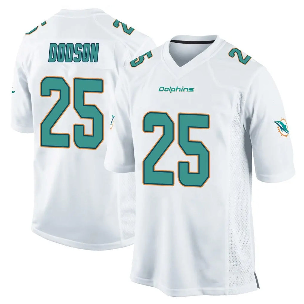 M.Dolphins #25 Tyrel Dodson Player White Home Game Edoa Stitched Jerseys