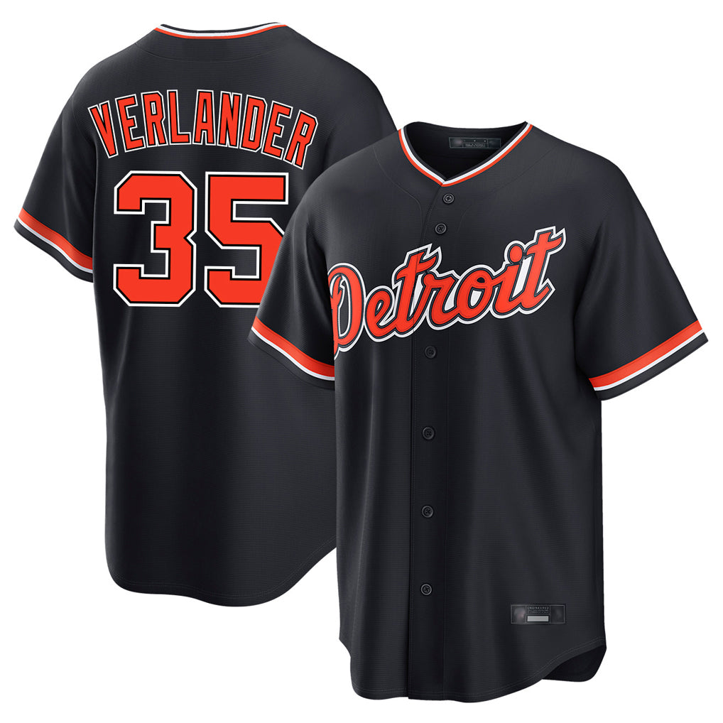 D.Tigers #35 Justin Verlander Player Navy Home Game Edoa Stitched Jerseys