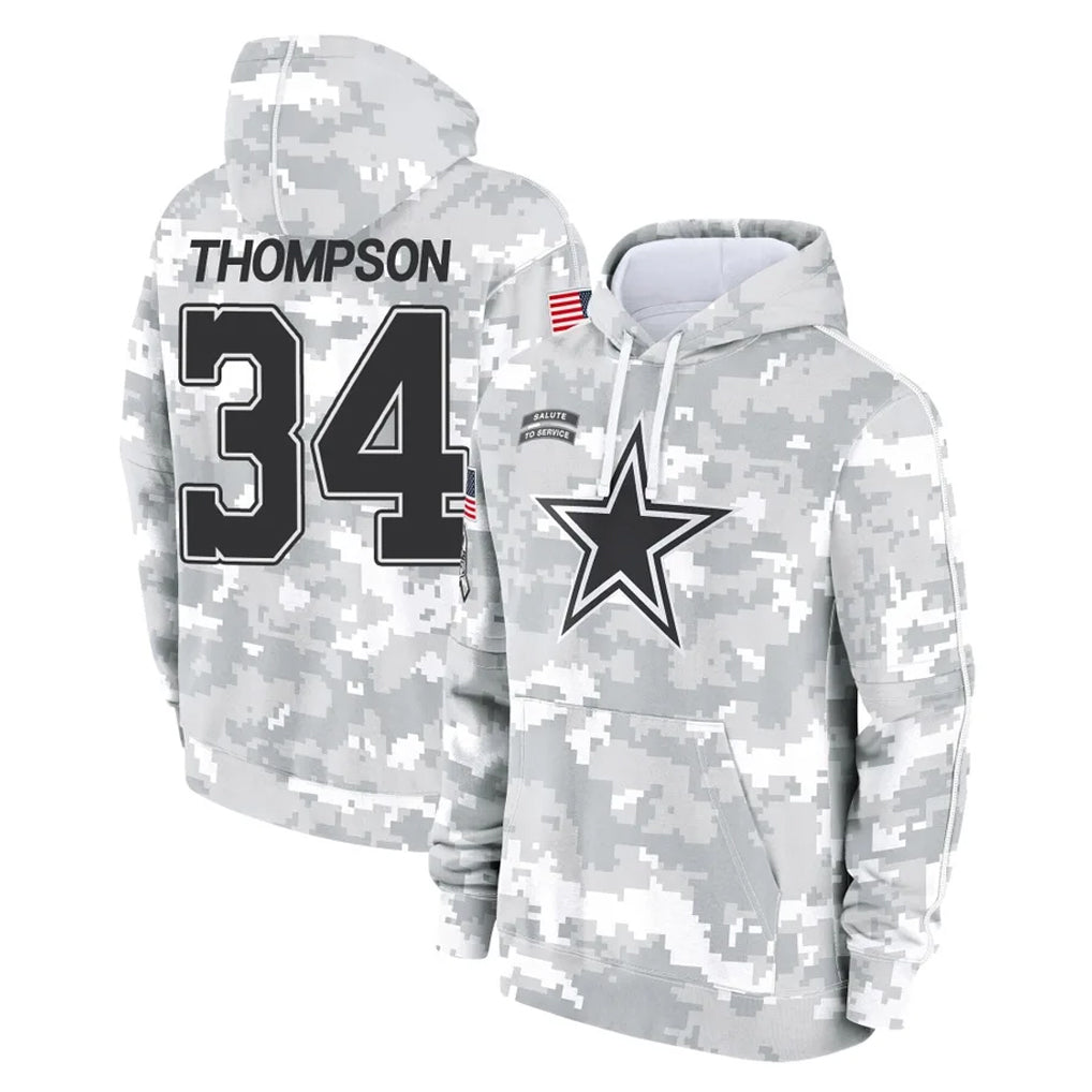 D.Cowboys #34 Jalen Thompson Player Arctic Camo Salute to Service Hoodies Limited Game Edoa Stitched Jerseys
