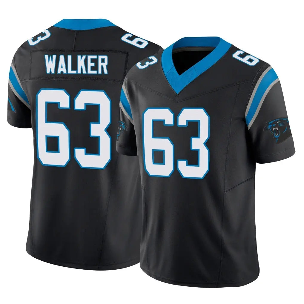 C.Panthers #63 Rasheed Walker Player Black Vapor F.U.S.E. Limited Home Game Edoa Stitched Jerseys