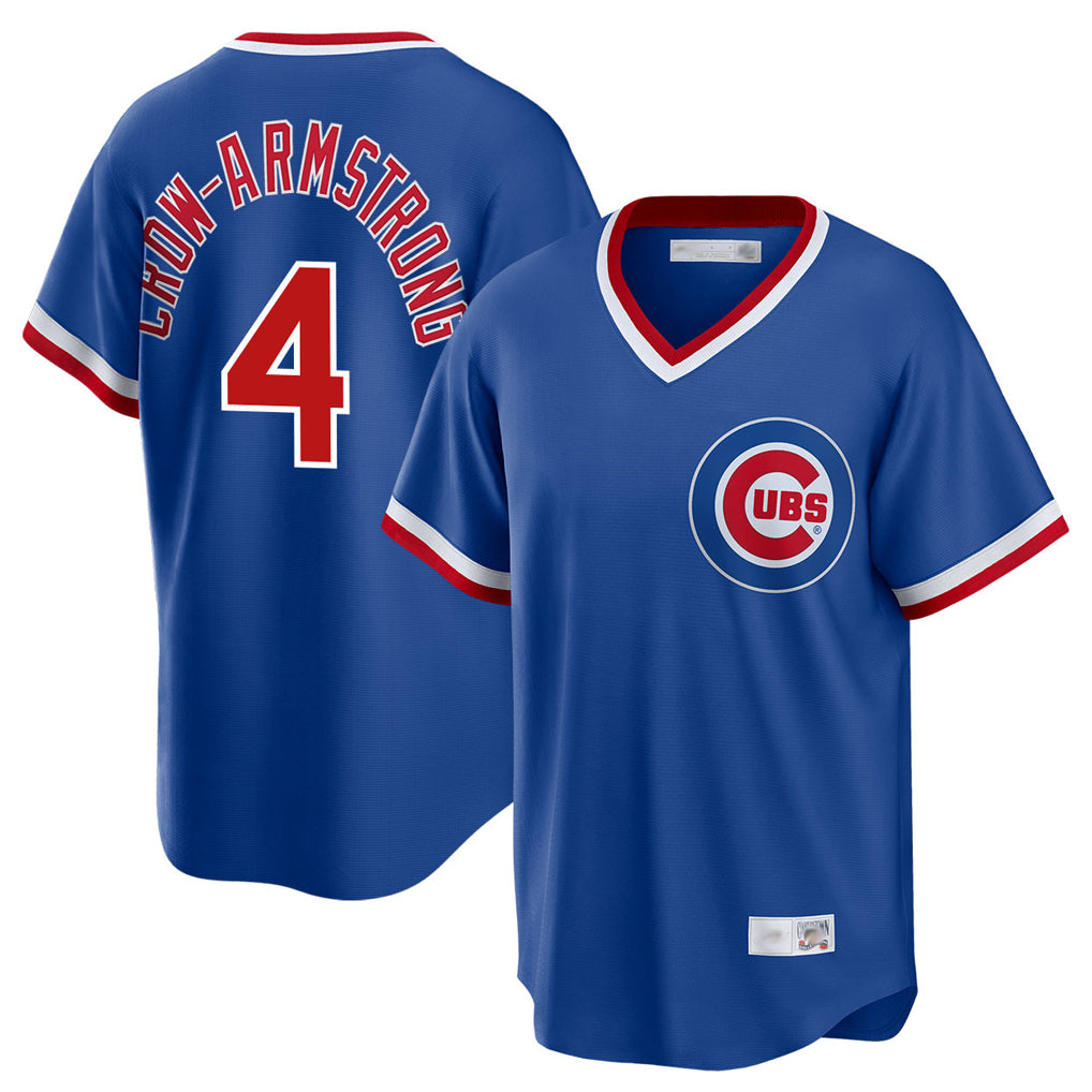 C.Cubs #4 Pete Crow-Armstrong Player Royal T-shirt Cooperstown Collection Limited Edoa Stitched Jerseys