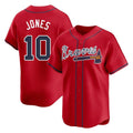 A.Braves #10 Chipper Jones Player Red Limited Home Game Edoa Stitched Jerseys