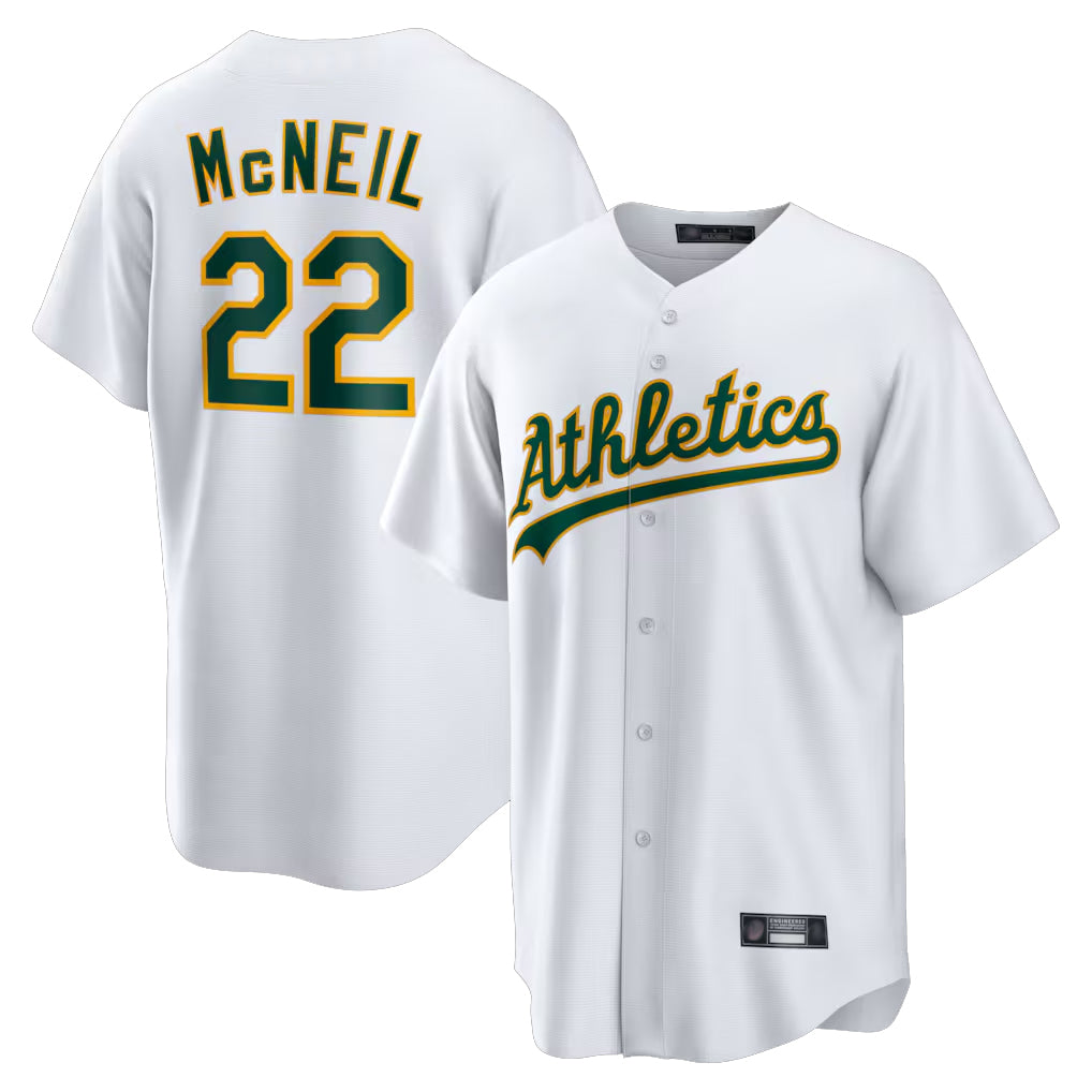 Athletics #22 Jeff McNeil Player White Home Game Edoa Stitched Jerseys