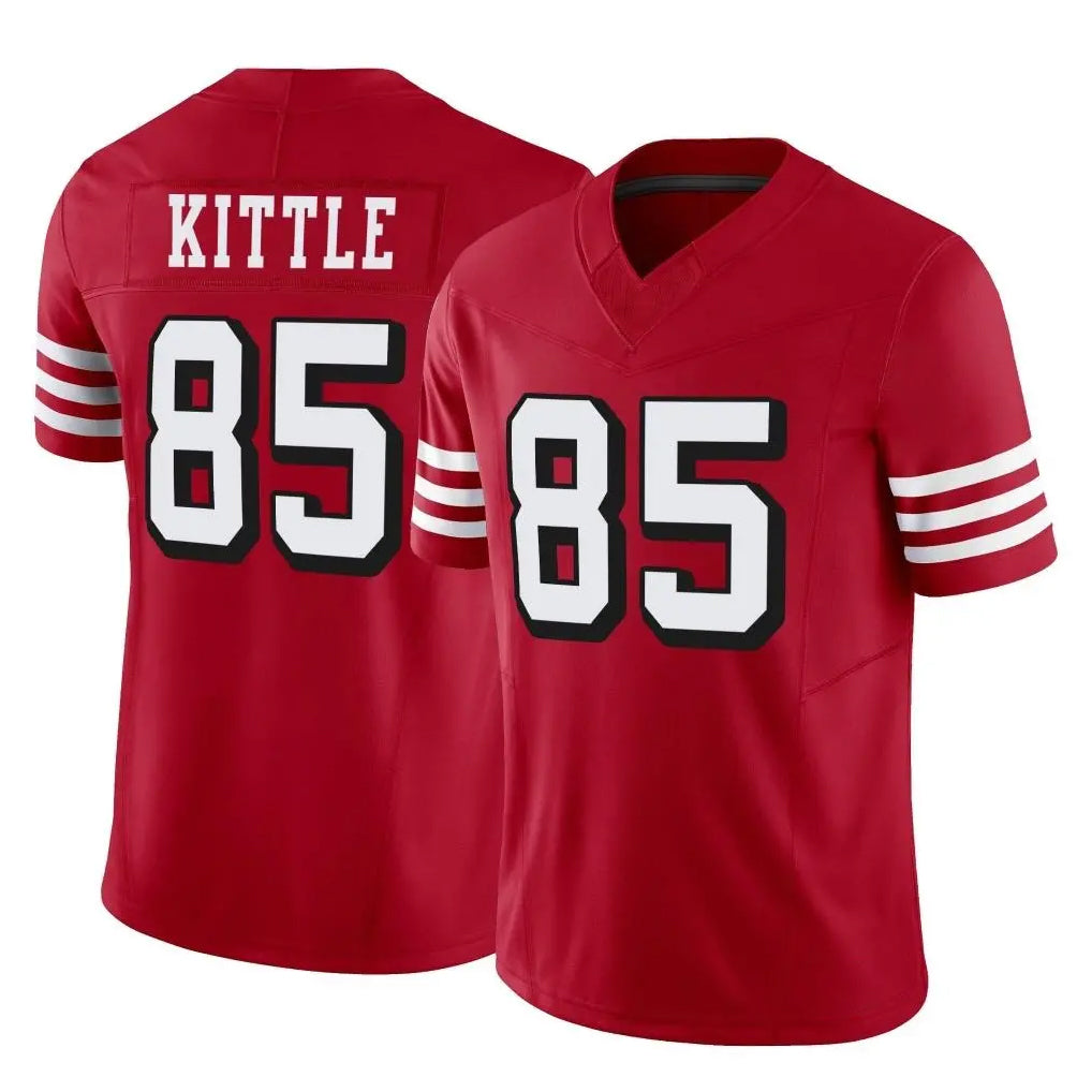 SF.49ers #85 George Kittle Player Red Limited Alternate Vapor F.U.S.E. Home Game Edoa Stitched Jerseys