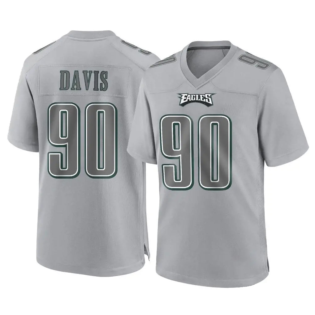 P.Eagles #90 Jordan Davis Player Gray Atmosphere Fashion Home Game Edoa Stitched Jerseys