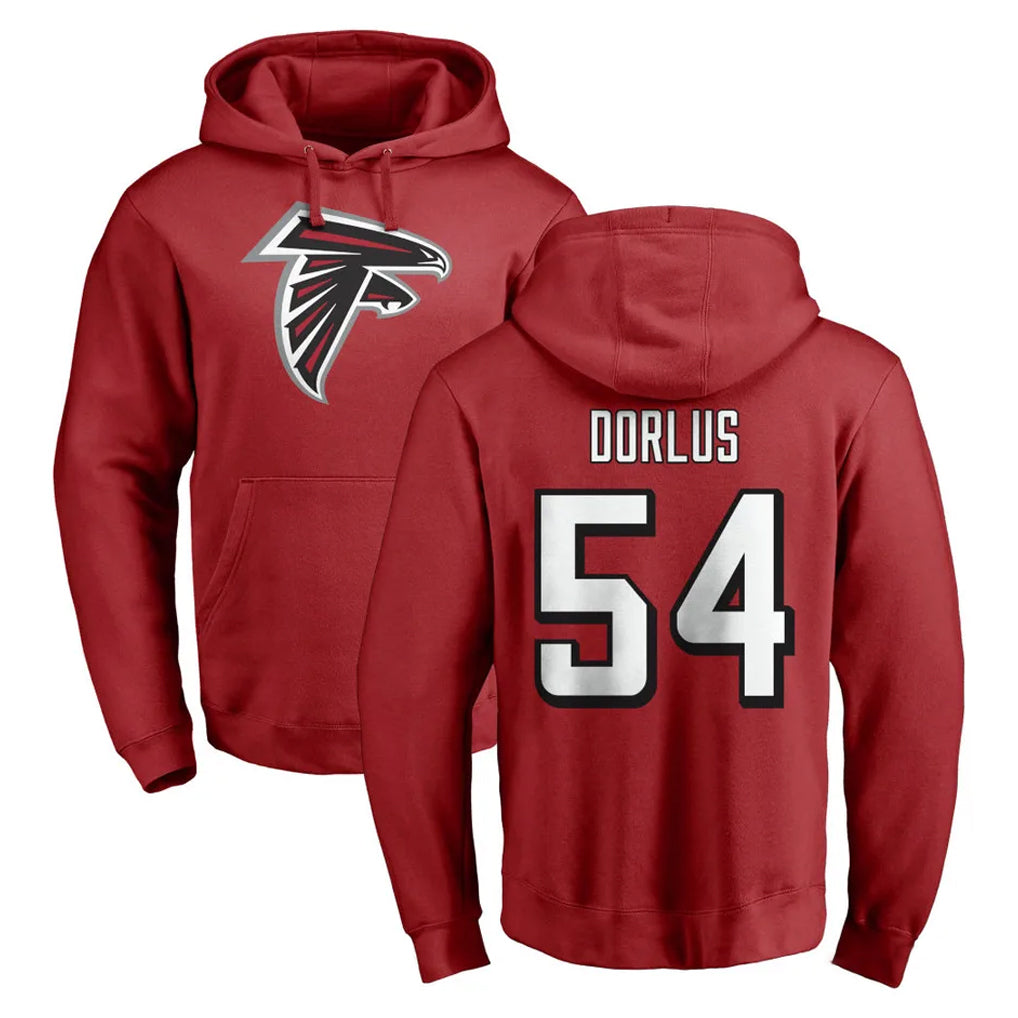 A.Falcons #54 Brandon Dorlus Player Red Pullover Hoodies Home Game Edoa Stitched Jerseys