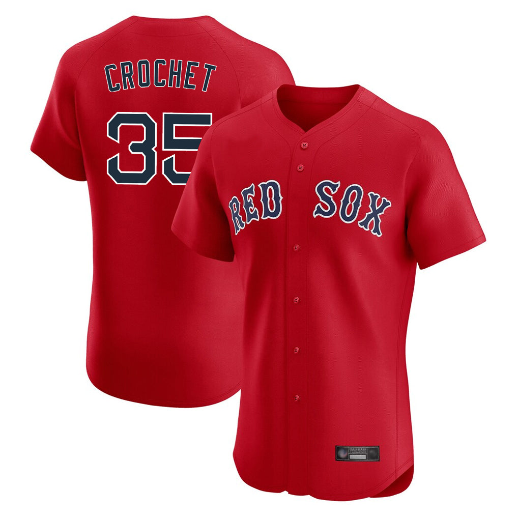B.Red Sox #35 Garrett Crochet Player Red Limited Elite Home Game Edoa Stitched Jerseys
