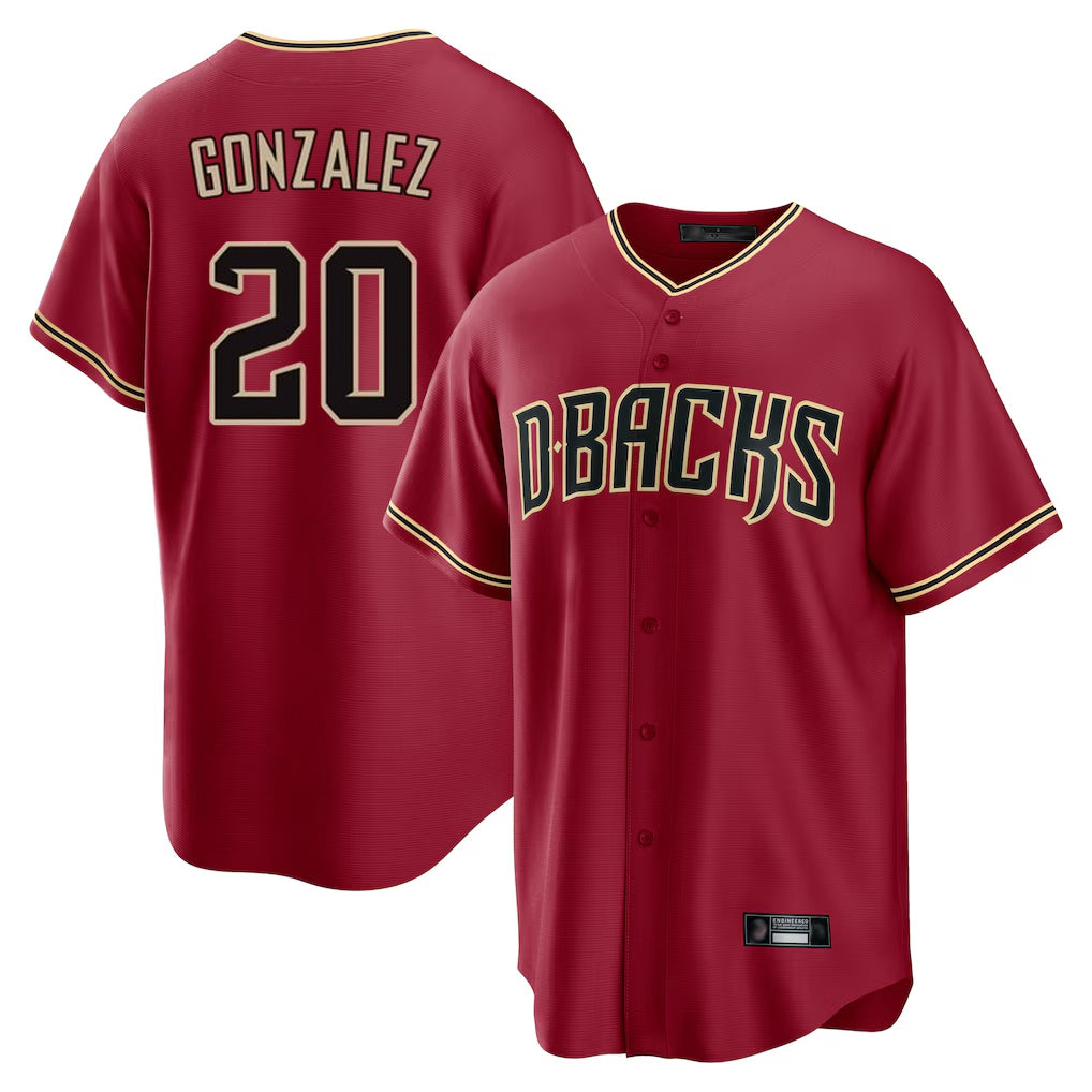 A.Diamondbacks #20 Luis Gonzalez Player Red Home Game Edoa Stitched Jerseys